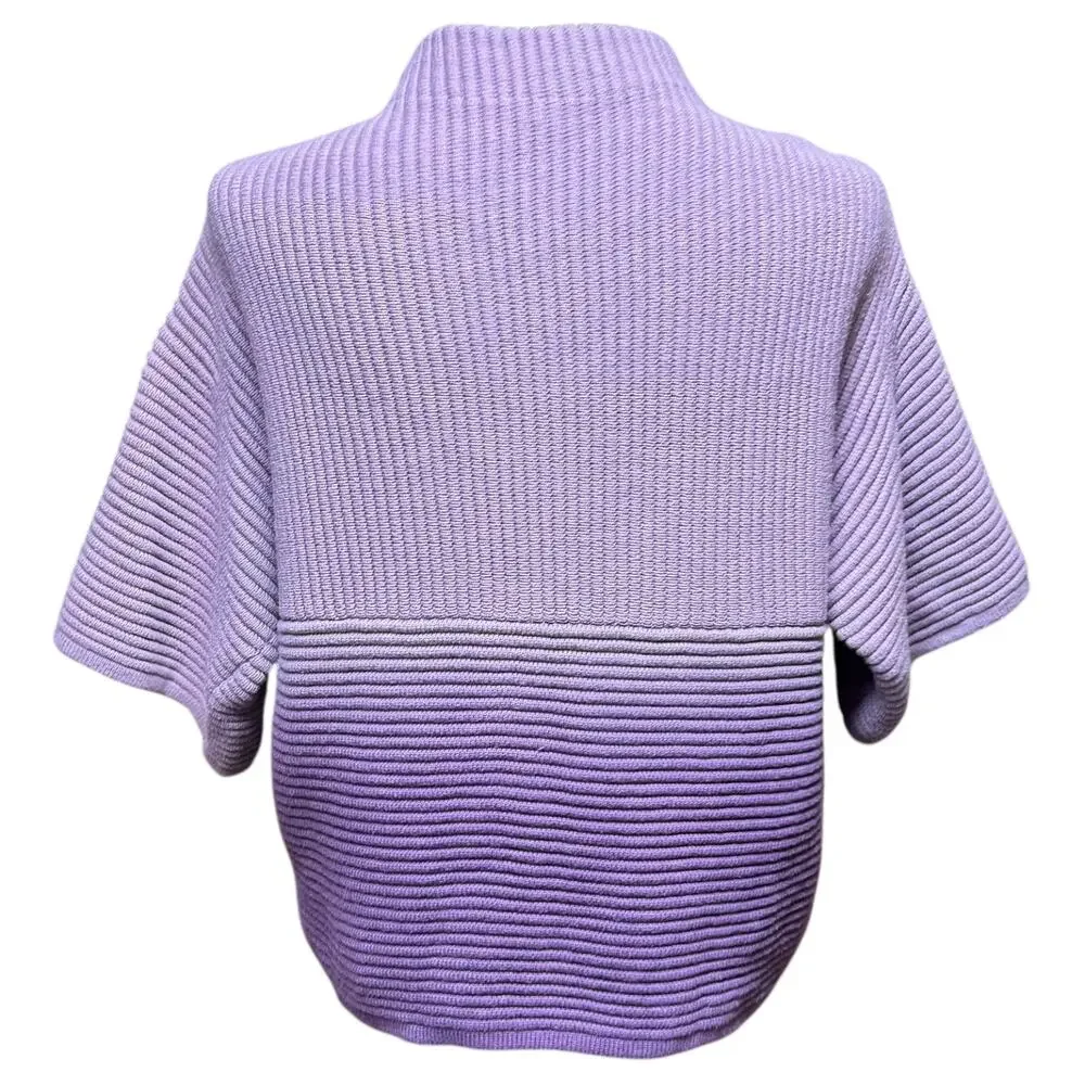 Chico's Short Sleeve Mock Neck Sweater Purple Ombre 1 / Medium